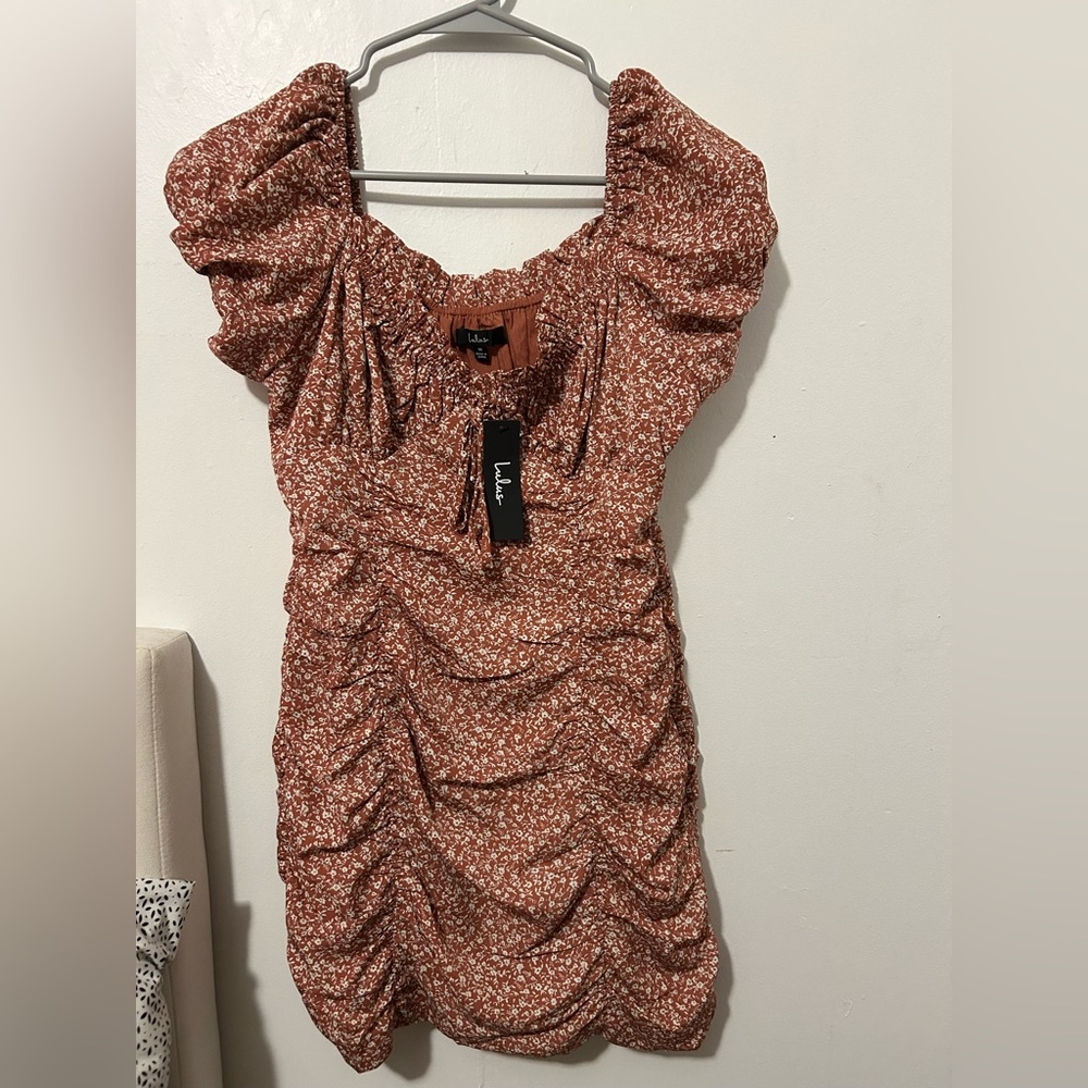 Lulu's Terracotta Floral Mini Dress